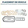 Cylinder head gasket kit for toyota 3k 4k with assorted seals rings in black tan silver and light blue