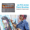 25 Pcs Artist Paint Brushes Set to suit Acrylic Watercolor Oil Painting wit — image 3