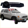 Black fabric dashboard cover mat with textured surface and rectangular cutouts for toyota hilux surf 1996-2002