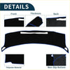 Black polyester dashboard cover mat with blue trim and non slip bottom for toyota prius zwv55 2016-2023 sun protector