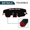 Dashboard cover mat for Toyota RAV4 2019-2024 foldable with plush textured black and red fabric surface