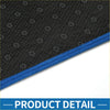Dashboard cover mat for Toyota Tundra 2014-2021 with black fabric, subtle white starburst pattern, and blue stitched border