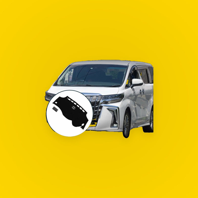 Dashboard Cover Mat for Toyota Vellfire Alphard with Sticker Black 1 Set