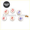 Devil shifter knob with white circular beads featuring colorful red and blue hand gesture designs for jdm racing cars