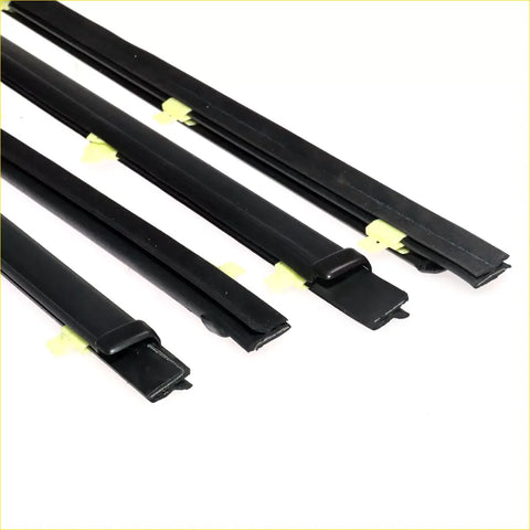 Black rubber door belt moulding strips with yellow adhesive tabs for Toyota Hilux 1988-1997