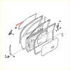 Exploded view diagram of a black door belt moulding outer car door panel assembly for toyota hilux surf 4runner 2001-2004