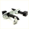 Black rubber-coated metal door check strap hinge for mitsubishi triton l200 showing back side details