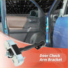 Silver and black metal door check arm bracket with sturdy construction for toyota tacoma 2016-2023 limiter