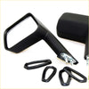 Black rectangular door fender mirror left side with matte finish and mounting hardware for Nissan Datsun 1963-1981