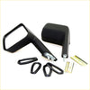 Black plastic side-view mirror assembly with mounting hardware for nissan datsun door fender mirrors l r 1963-1981 back side
