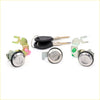 Set of three chrome door lock cylinders with keys and colored brackets for nissan datsun d21 navara ute 1985-1997