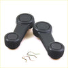 Black plastic car window crank handles with textured grip and circular tops for ford courier ranger mazda bravo set