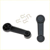 Black plastic window crank handle with textured grip and metal wire hooks for ford courier ranger mazda bravo door set