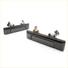 Black plastic door handles with metallic spring mechanisms shown from back for toyota hilux 1984-1988