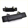 Black plastic door handle with metallic spring and gold mounting screws for toyota hilux mark4 1979-1983 back side view