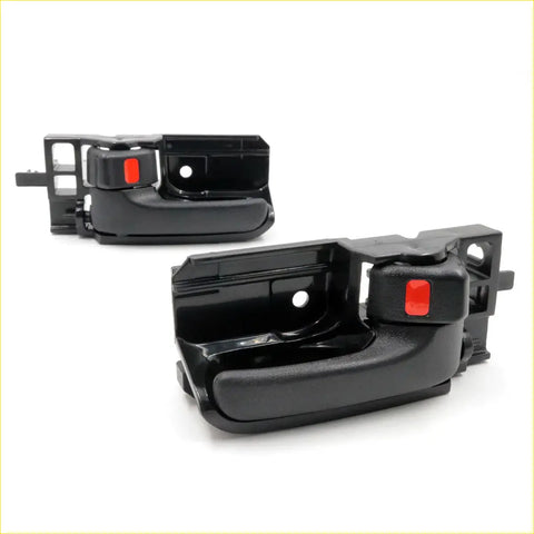 Black plastic door handles bezel with red accent buttons for toyota hilux 2004-2013 shown from the back side