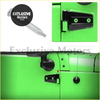 Black metal door hinge with green star accents on bright green jeep wrangler for door hinge pins bushing kit 07-18