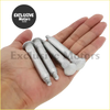 Hand holding silver metal lug bolts with threaded shafts for door hinge pins bushing kit jeep wrangler 07-18