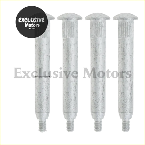 Four silver galvanized steel lug bolts with rounded heads for door hinge pins bushing kit jeep wrangler 07-18