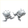 Gray metal door hinge for mitsubishi fto coupe 1994-2000 with four mounting holes and sturdy articulated design
