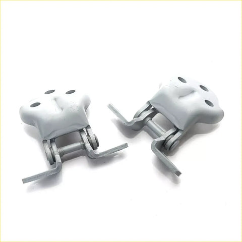 Gray metal door hinge for mitsubishi fto coupe 1994-2000 with four mounting holes and sturdy articulated design