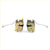 Pair of gold-toned metal door lock actuators with black plastic parts and wiring for Toyota Hilux 3rd Gen 1978-1983