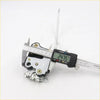 Silver metal door lock actuator latch for toyota hilux 4wd 1988-1997 being measured with digital caliper