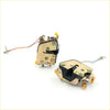 Back side of gold-toned and black door lock actuator latch with springs and screws for toyota hilux 1978 1983