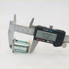 Silver metallic door lock cylinder being measured with digital caliper for nissan platina grado sedan 2002-2010