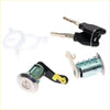 Silver door lock cylinder with black and yellow lever for nissan platina grado sedan 2002-2010 back side view