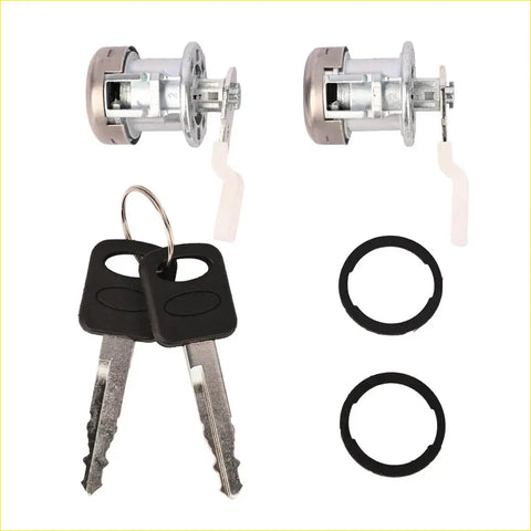 Silver metal car door lock cylinders with black plastic key inserts and keys for ford f350 f150 f250 super duty