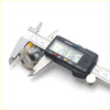 Black digital caliper measuring a silver lock cylinder from door lock and keys set for mitsubishi fuso fighter 1984-1992