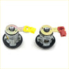 Silver and black door lock actuators with yellow and red plastic levers l and r for nissan navara d22 1997-2004