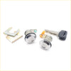 Two shiny chrome door lock cylinders with black rubber seals and keys for toyota hilux ln30 rn33 rn31 rn36 rn39 rn43