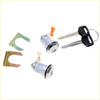 Silver car door lock cylinder set with black key fobs and keys for toyota hilux 1972 to 1989 models