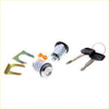 Chrome finished door lock cylinder set for toyota hilux 1972-1989 with black key fobs and orange trim piece