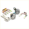 Two chrome door lock cylinders with keys and iridescent metal retainer clips for mitsubishi delica 1986-1999