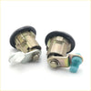 Pair of metallic door lock cylinders with black rubber seals and silver levers for mitsubishi delica 1986-1999