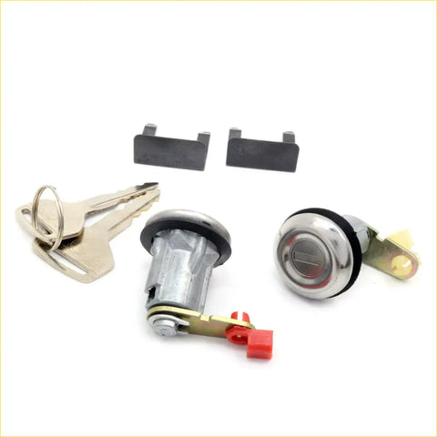 Chrome finished car door lock cylinder with matching key and hardware for mazda e series van wagon 1979-1999