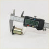 A brass finish metallic door lock cylinder with black rubber seal measured by digital caliper for nissan datsun 720