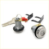Chrome finished car door lock cylinder with matching key and black rubber gasket for mazda familia 80s models