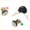 Chrome finished car door lock cylinder with black rubber seal and pink green clips for nissan datsun micra k11 back side