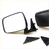 Black plastic door mirror assembly with rectangular reflective surface and mounting bracket for Mazda B-Series 1985-1998
