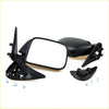 Black plastic door mirror for toyota hilux 5th gen with rectangular reflective surface and mounting hardware visible from back side