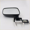 Black plastic door mirror lh with rectangular reflective surface and mounting bracket for mazda b-series 1985-1993