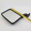 Black rectangular door mirror with rugged textured frame and mounting bracket for 67-70 chevy van gmc handi-van