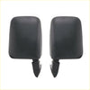 Black plastic side mirrors with rectangular curved design and pointed bases for daihatsu hijet van 1981-1986