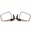 Black plastic door mirrors with rectangular glass and mounting brackets for mazda b-series 1985-1998 shown from back side
