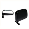 Black plastic door mirror assembly with rectangular reflective surface and mounting bracket for datsun nissan 720 ute