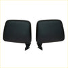 Black plastic side view door mirrors with rectangular curved design and rounded edges for datsun nissan 720 ute 79 86